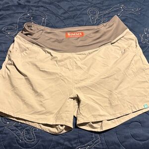 Simms Women's Tan Athletic Shorts with Stretch Waistband